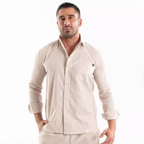 Linen Long Sleeve Shirt Beige