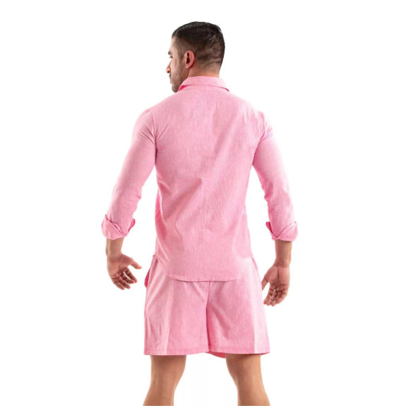 Linen Long Sleeve Shirt Pink