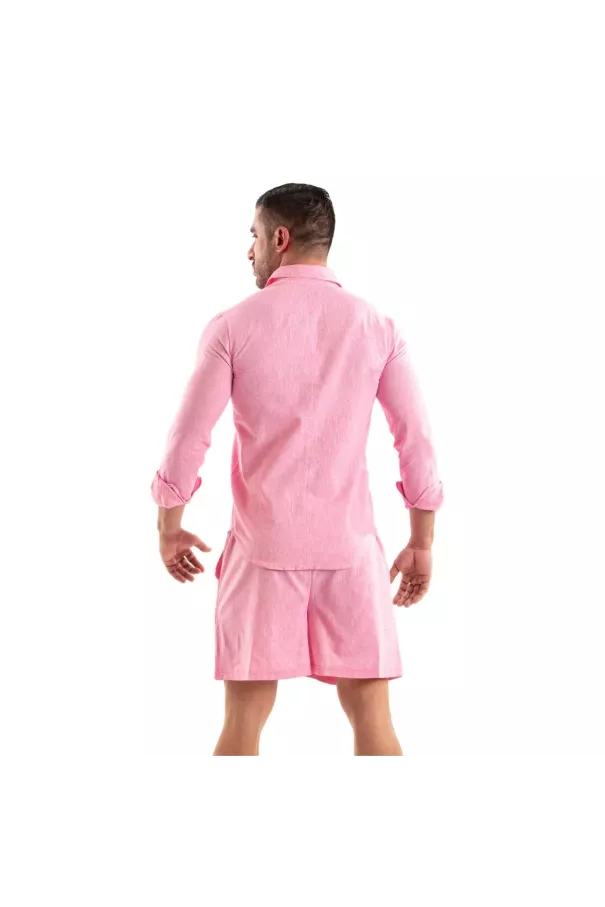 Linen Long Sleeve Shirt Pink