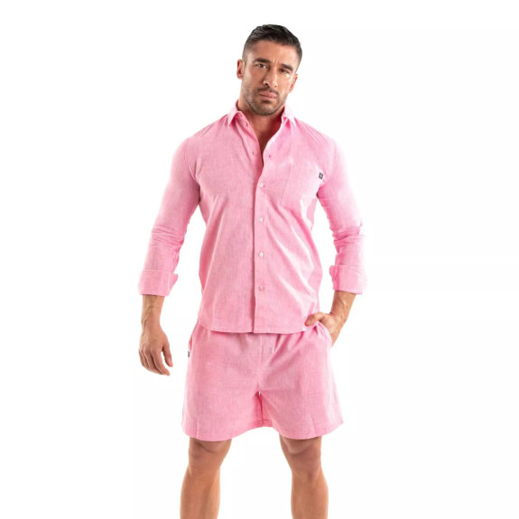 Linen Long Sleeve Shirt Pink