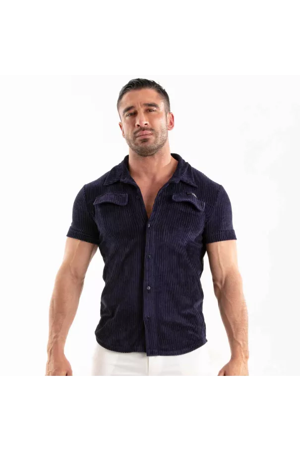 Knitted Corduroy Shirt Navy