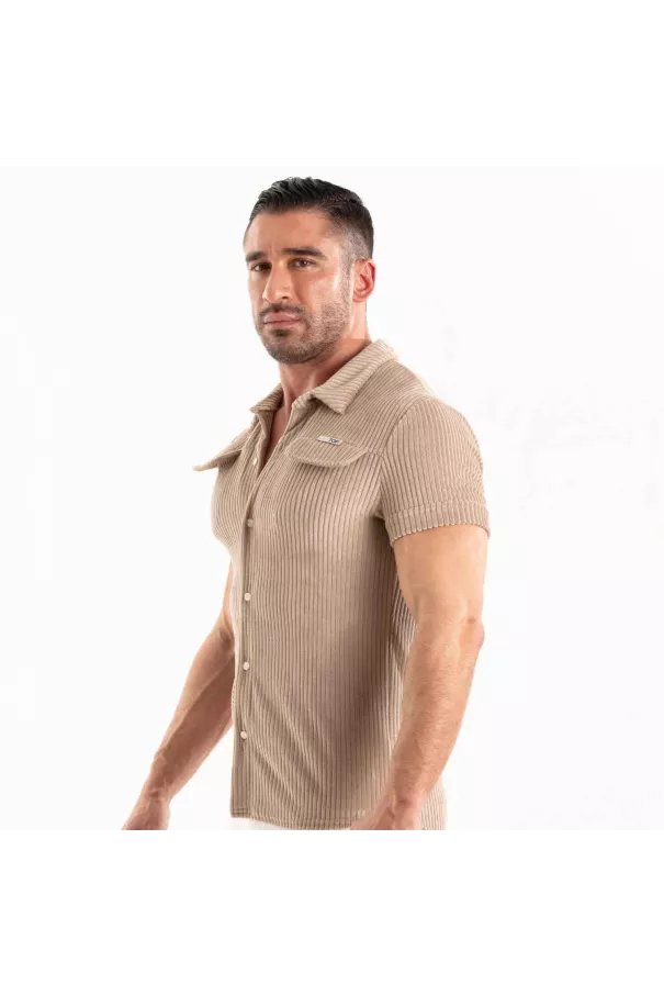 Knitted Corduroy Shirt Sand