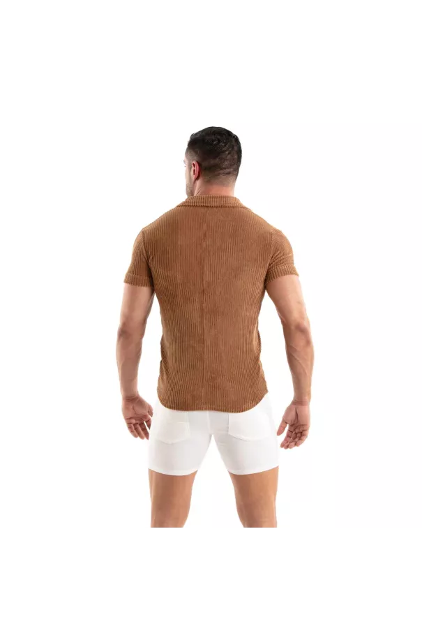 Knitted Corduroy Shirt Camel