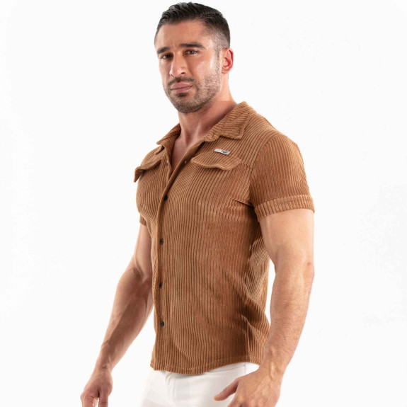 Knitted Corduroy Shirt Camel