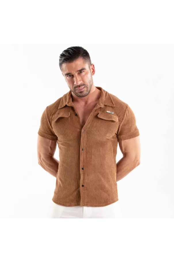 Knitted Corduroy Shirt Camel