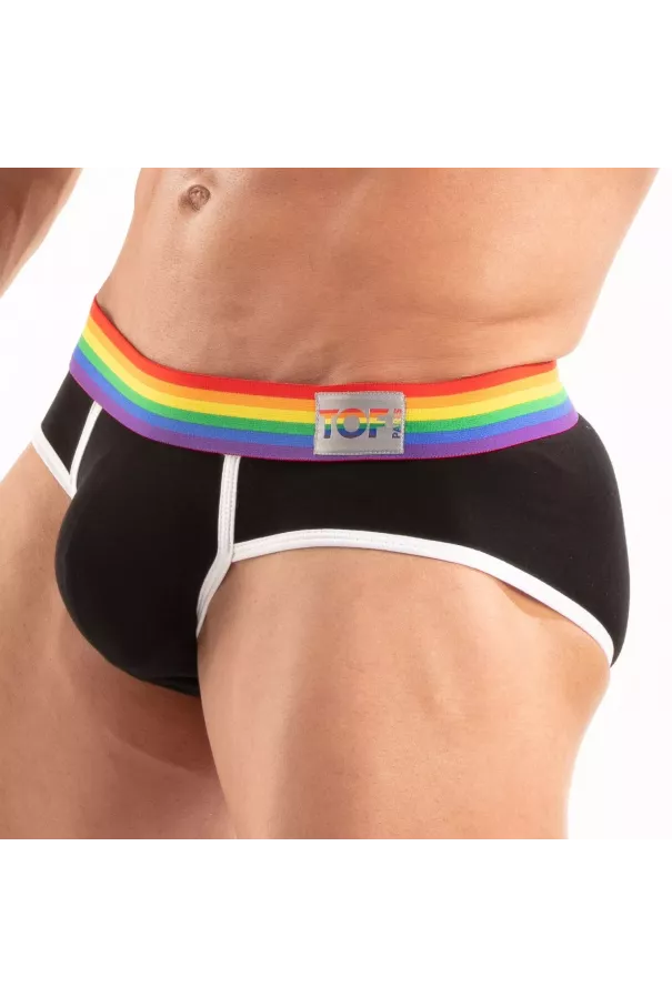 Pride Briefs Black with a Rainbow elastic band