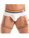 The Pride Briefs White With Rainbow Leg Harness
