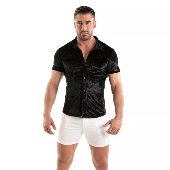Crushed Velvet Shirt Black