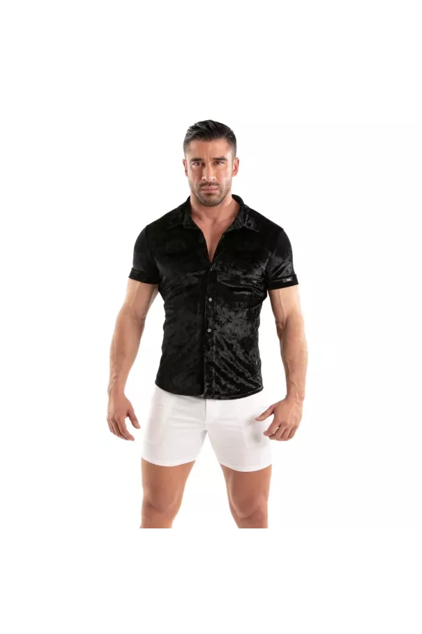 Crushed Velvet Shirt Black
