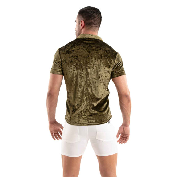 Crushed Velvet Shirt Khaki