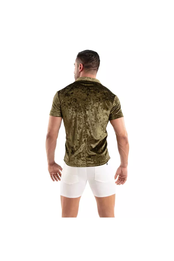 Crushed Velvet Shirt Khaki
