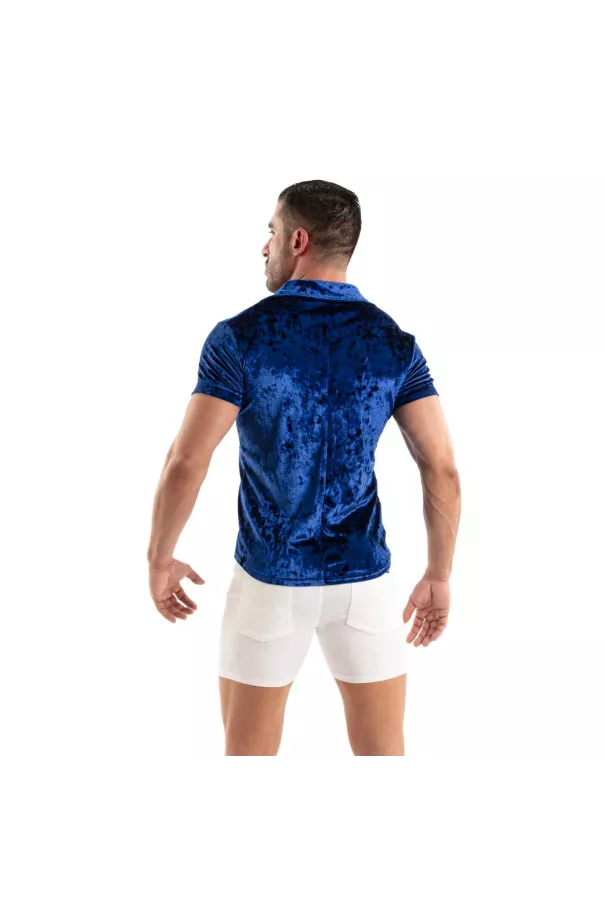 Crushed Velvet Shirt Blue