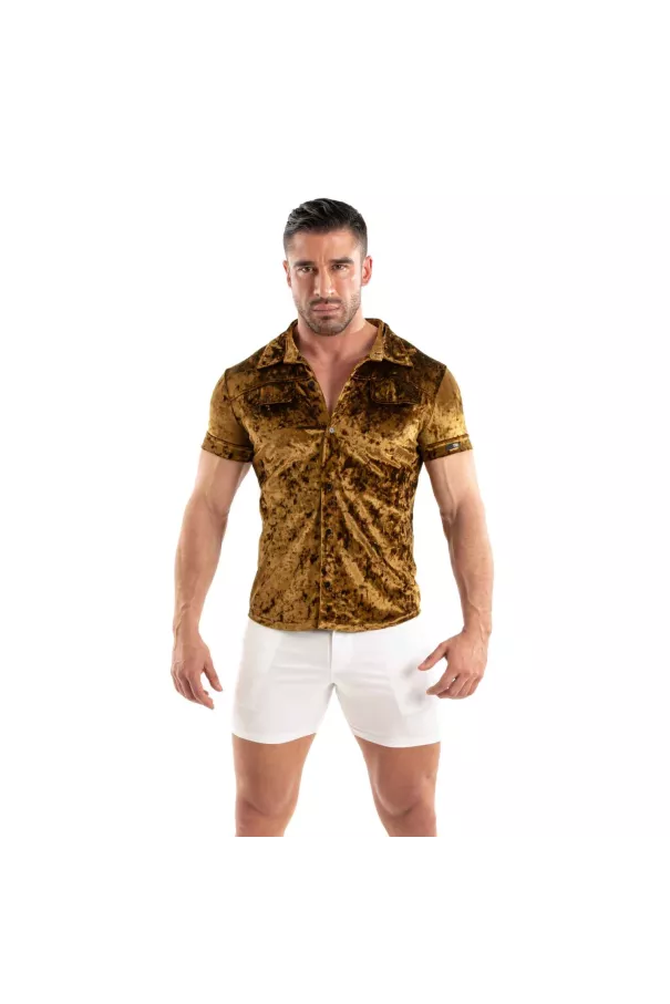 Crushed Velvet Shirt Gold