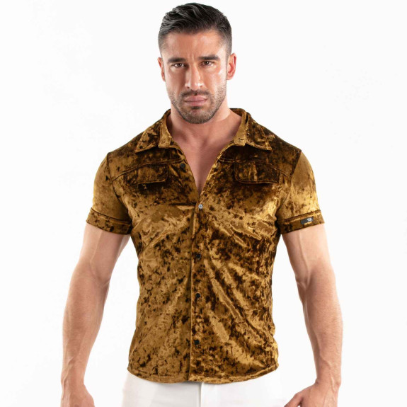 Crushed Velvet Shirt Gold