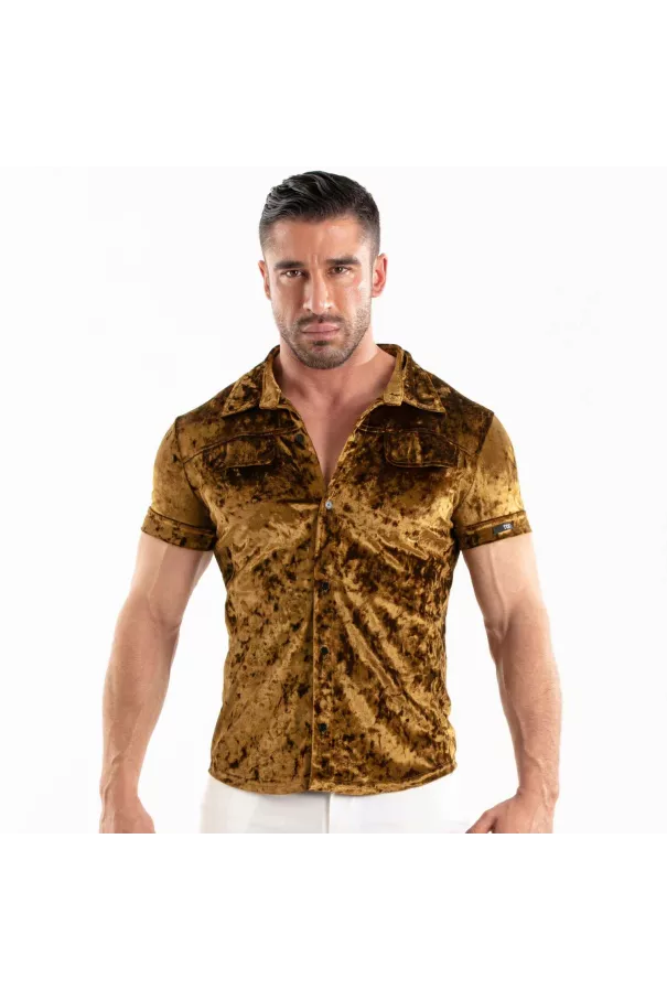 Crushed Velvet Shirt Gold