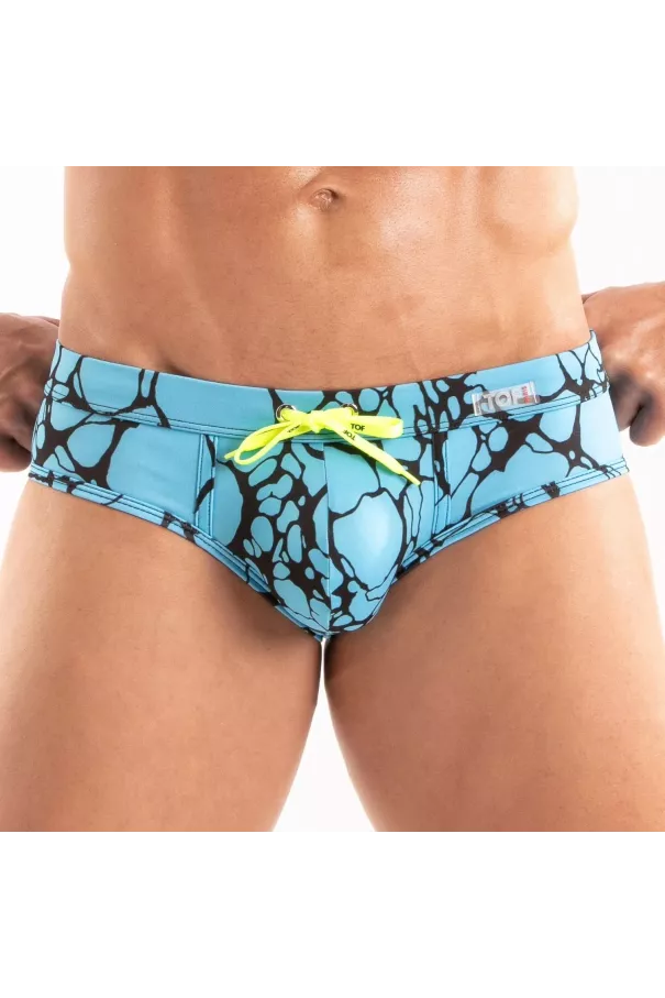Printed Swim Brief Blue
