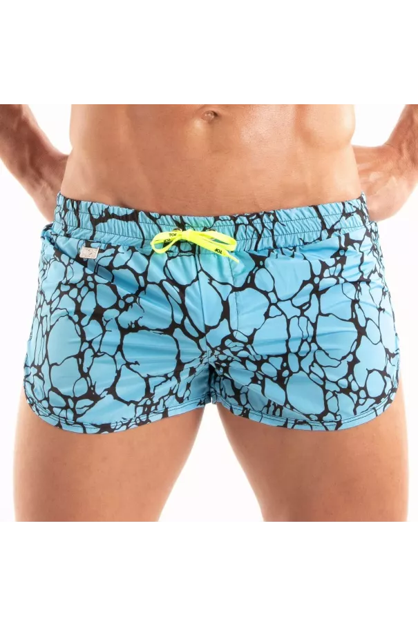 Printed Mini Swim Short Blue