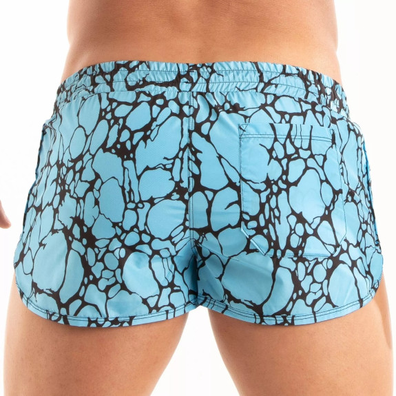 Printed Mini Swim Short Blue