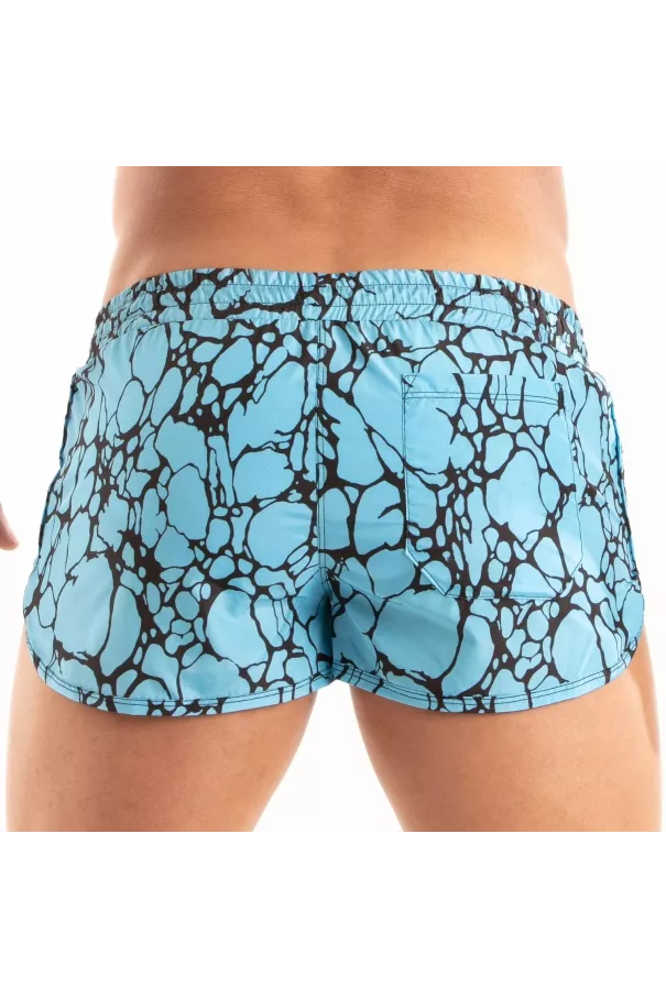 Printed Mini Swim Short Blue