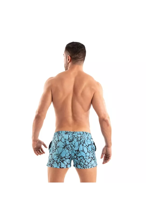 Printed Mid Thigh Swim Short Blue