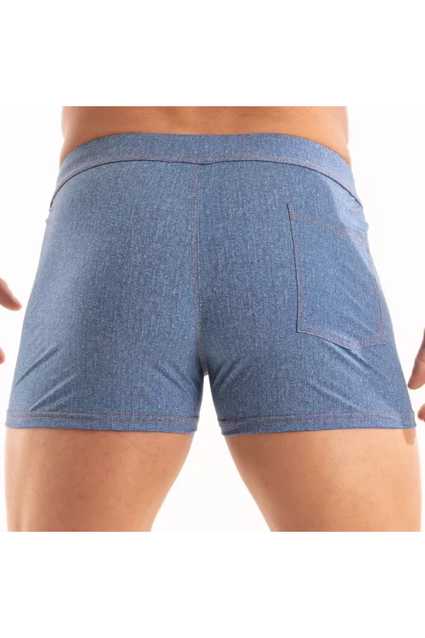 The Denim Zipped Swim Short By TOF Paris