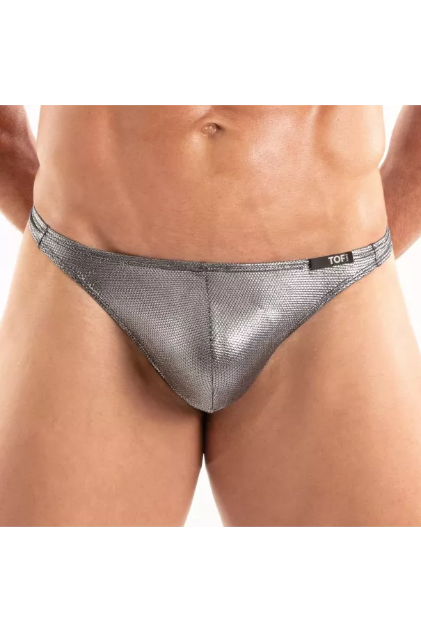 Metal Swim Thong Silver