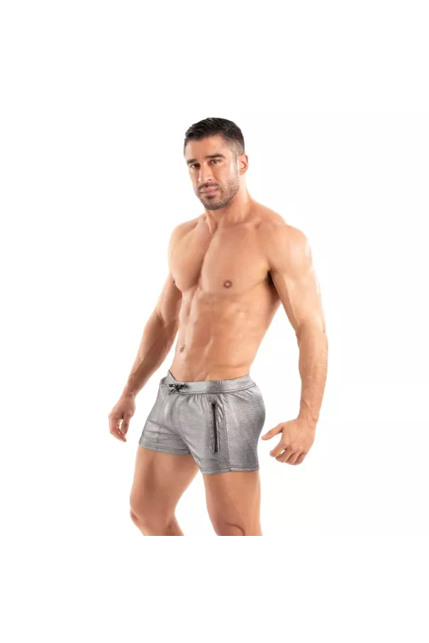 The New Metal Zipped Swim Short Silver For men