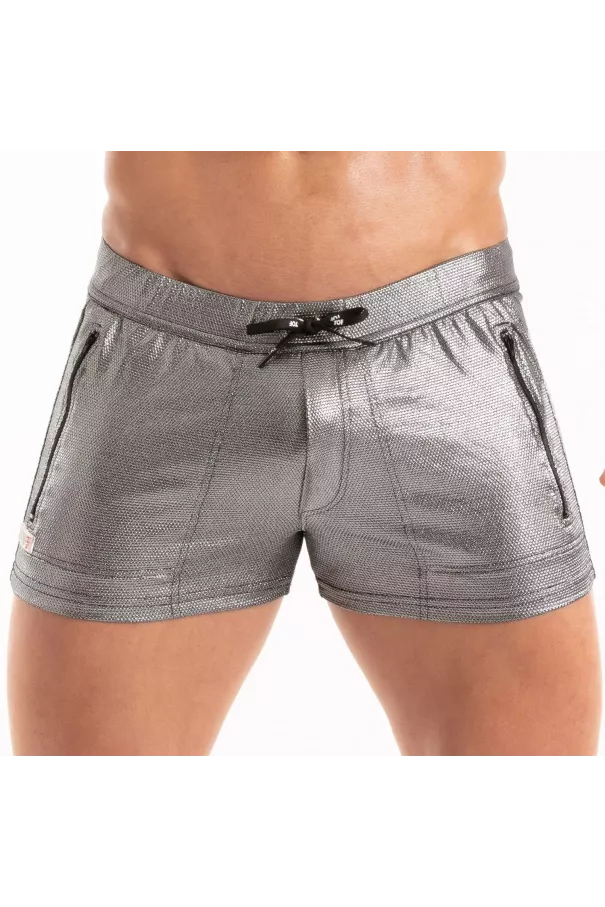 The New Metal Zipped Swim Short Silver