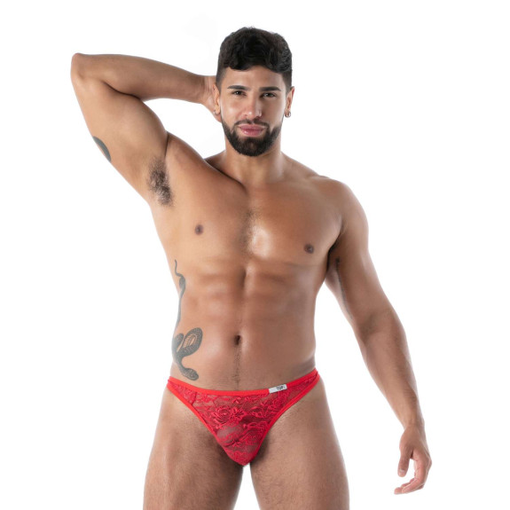 Red Lace Men’s Thong – Sexy Lingerie by TOF Paris