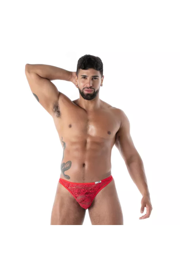 Red Lace Men’s Thong – Sexy Lingerie by TOF Paris