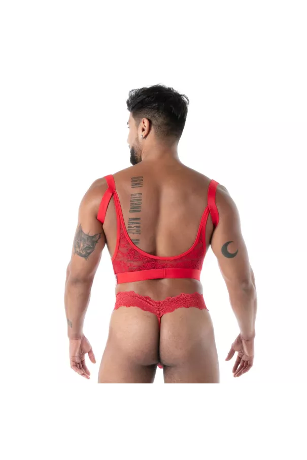Men’s Fluid Lace Garter Belt Red – Sexywear For Men - TOF Paris
