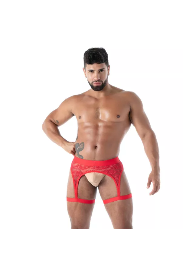 The new fluid lace garter strap red