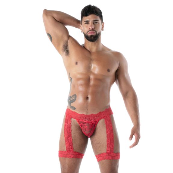 fluid lace jock chaps red