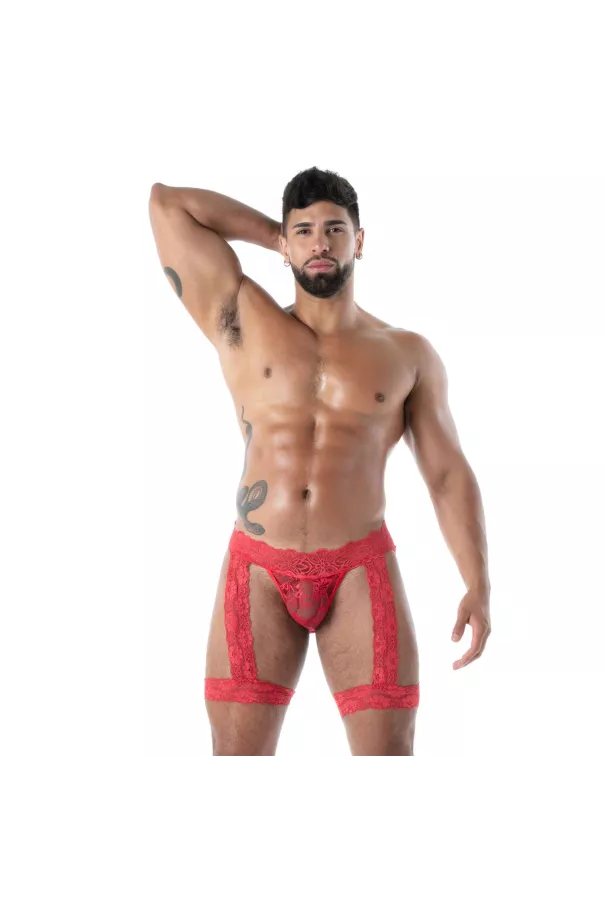 fluid lace jock chaps red