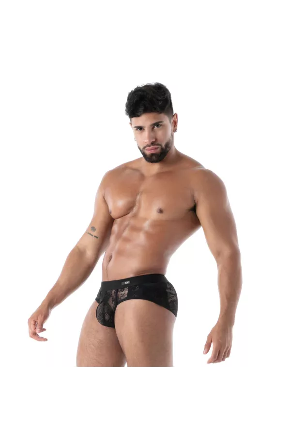 Fluid lace pocket brief black