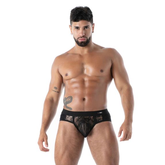 Fluid lace pocket brief black