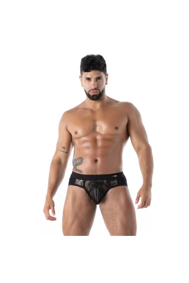 Fluid lace pocket brief black