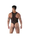 The Fluid lace open bodythong black from back