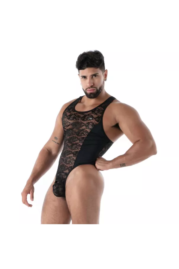 Fluid lace open bodythong black