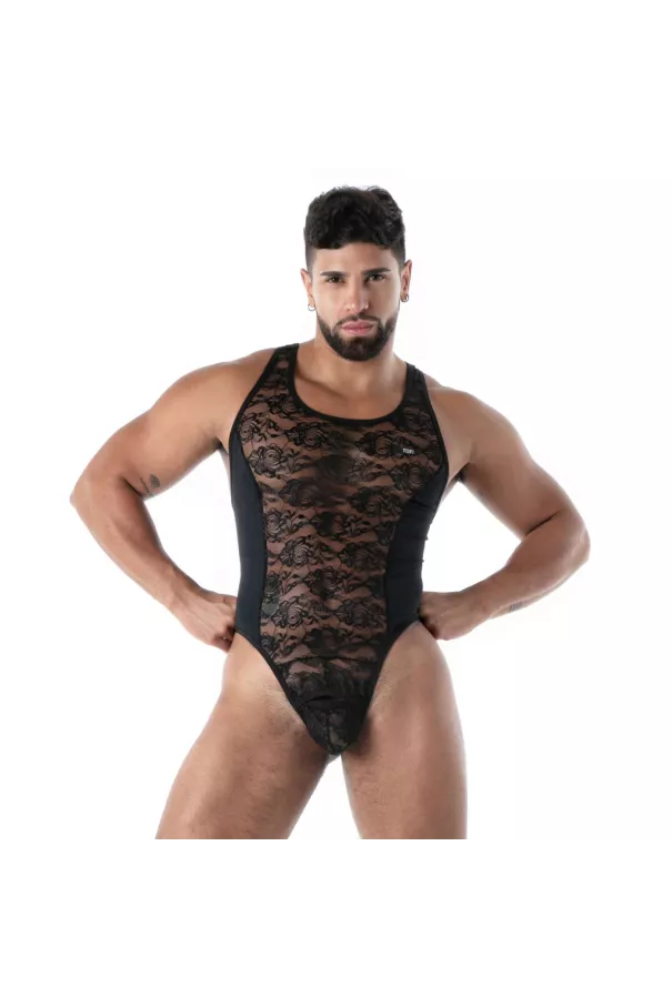 Fluid lace open bodythong black