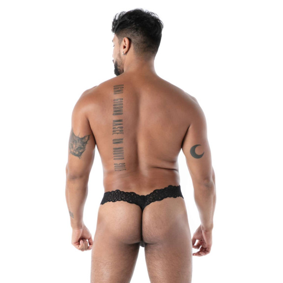 A Fluid Lace Ultra Thong Black From Back
