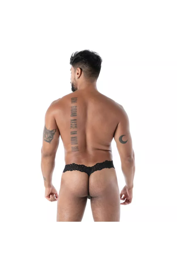 A Fluid Lace Ultra Thong Black From Back