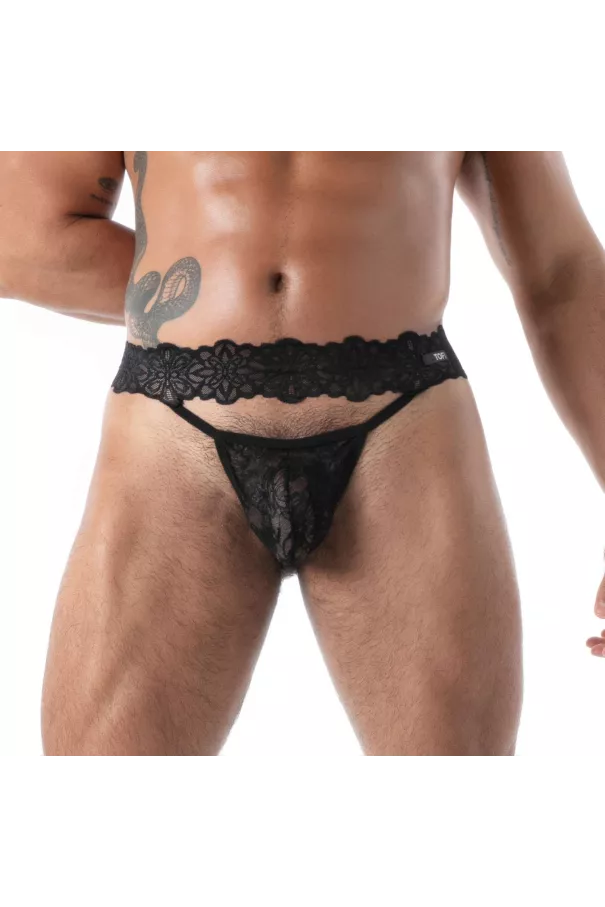 Men wearing a Fluid Lace Ultra Thong Black