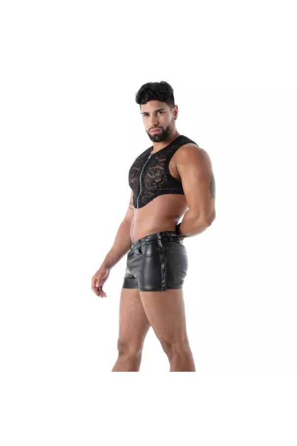 The Fluid Lace Zipped Crop top For Men