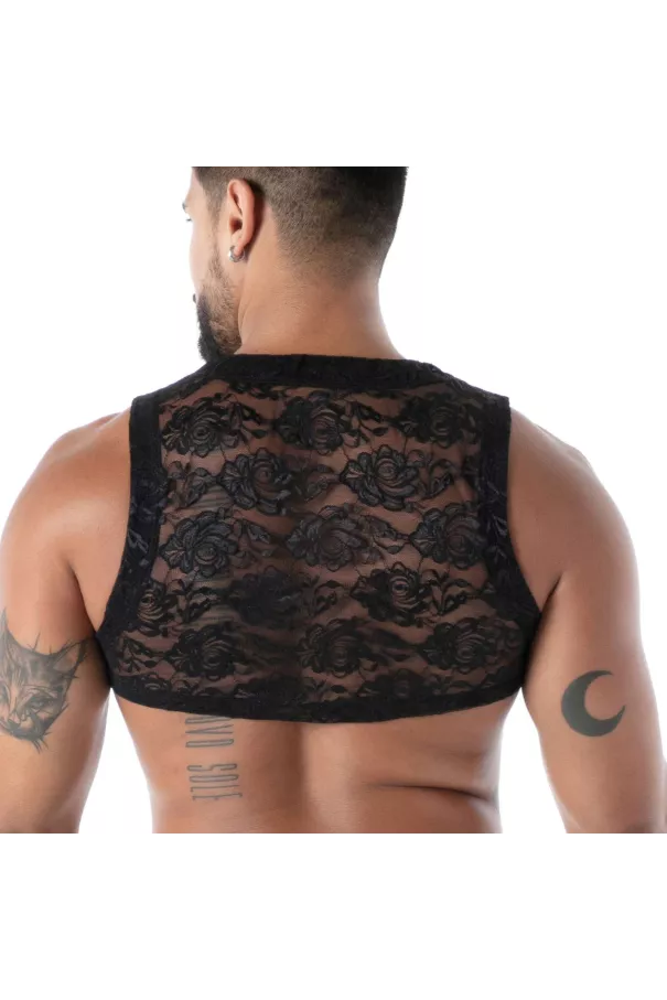 The Fluid Lace Zipped Crop top From Back