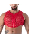 Fluid Lace Zipped Crop top Red