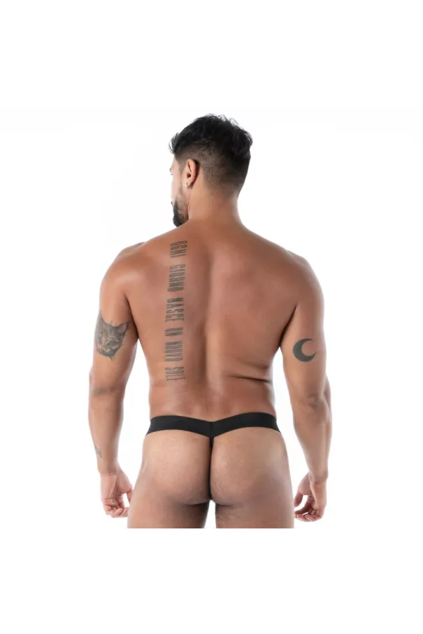 Black Neoprene Snap Thong – Sexy Men's Lingerie | TOF Paris