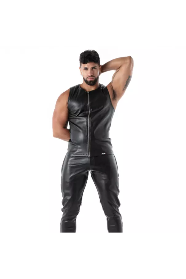 Black Sexy Men’s Tank Top – Metal Zip | TOF Paris