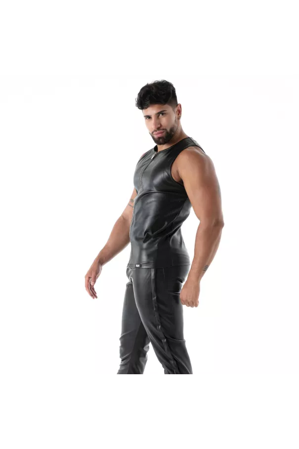 Black Sexy Men’s Tank Top – Metal Zip | TOF Paris