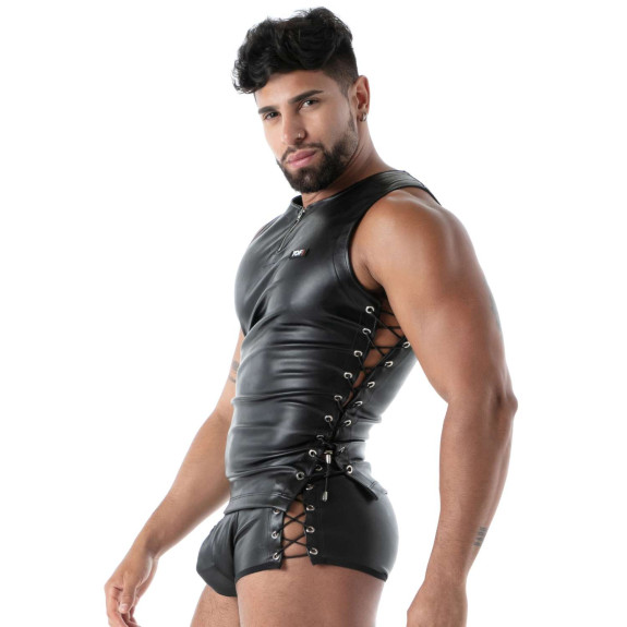 Kinky Black Lace-Up Tank Top – Sexy & Bondage | TOF Paris